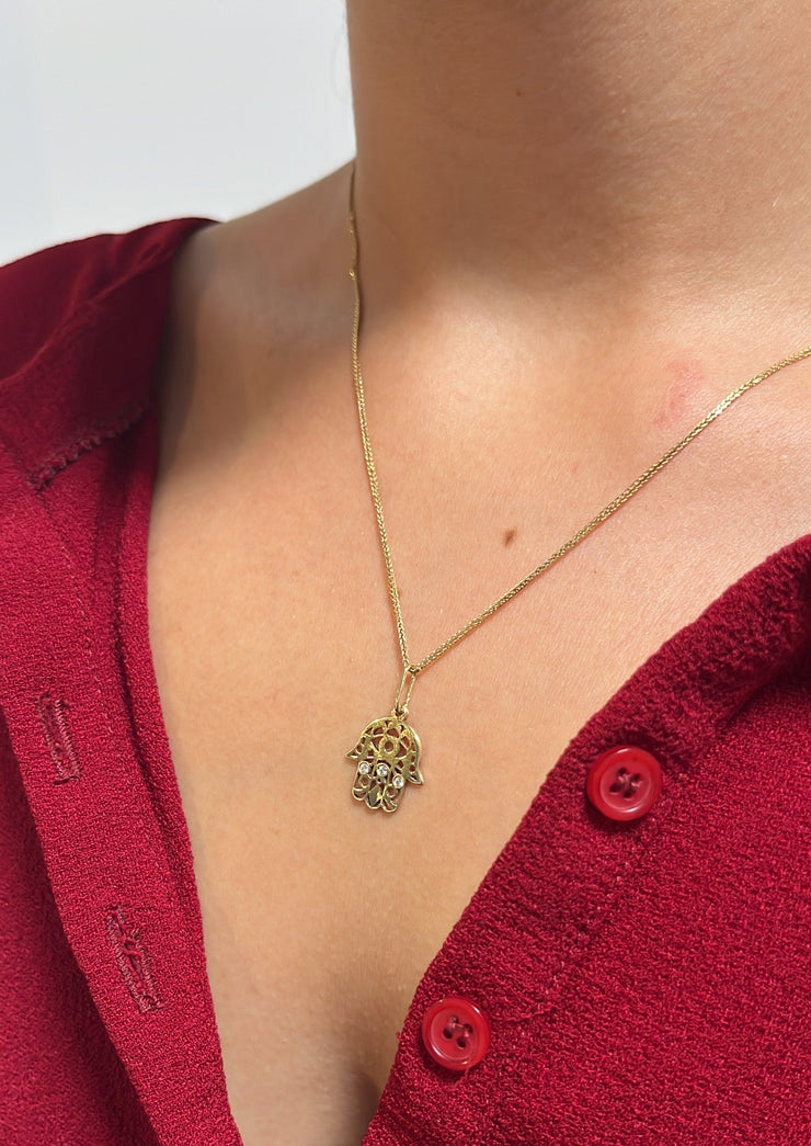 תליון חמסה משובץ זהב 14K