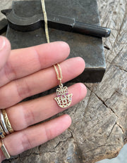 תליון חמסה משובץ זהב 14K