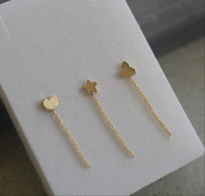 תילתן\לב\כוכב צמוד ושרשרת - זהב 14K