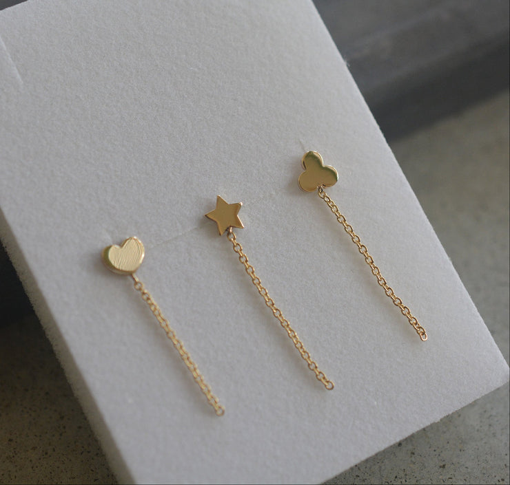 תילתן\לב\כוכב צמוד ושרשרת - זהב 14K