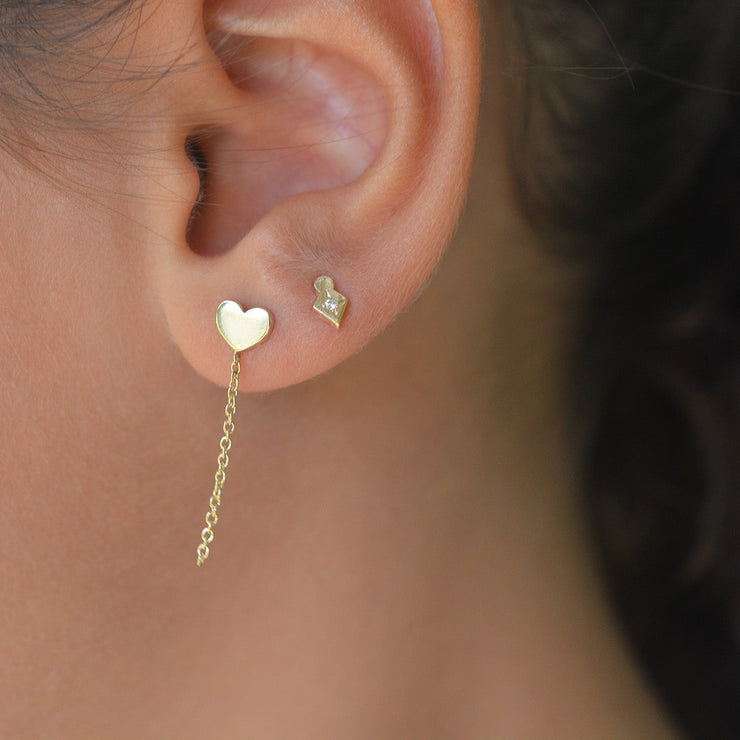 עגיל צמוד יהלי זהב 14K משובץ יהלום