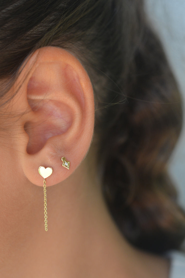 תילתן\לב\כוכב צמוד ושרשרת - זהב 14K