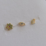 עגיל צמוד עין זהב 14K משובץ ספיר