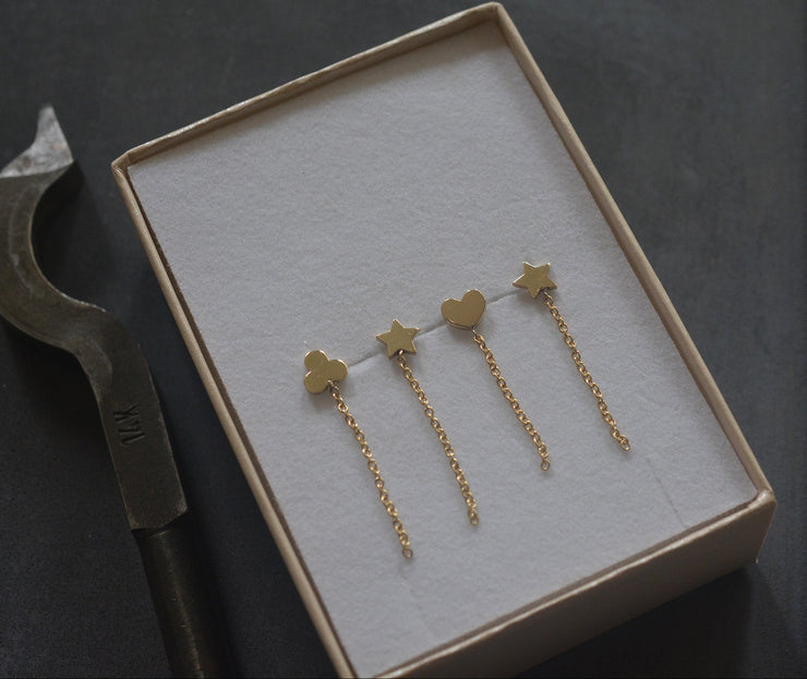 תילתן\לב\כוכב צמוד ושרשרת - זהב 14K