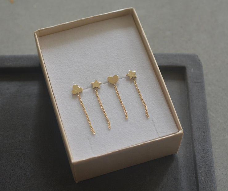 תילתן\לב\כוכב צמוד ושרשרת - זהב 14K