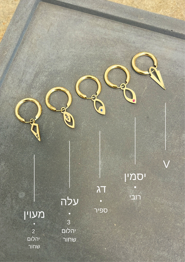 תליונים משובצים לחישוק זהב 14K