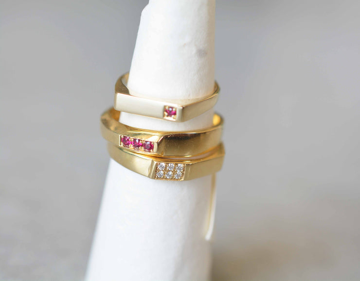 טבעת ירדן זהב 14k משובצת אבני רובי