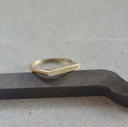טבעת חותם אובלית דקה - זהב 14K