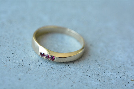 טבעת ירדן זהב 14k משובצת אבני רובי