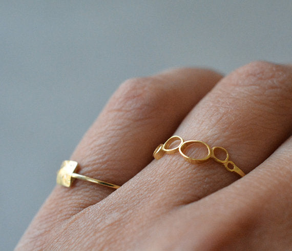 טבעת צינורות זהב 14k